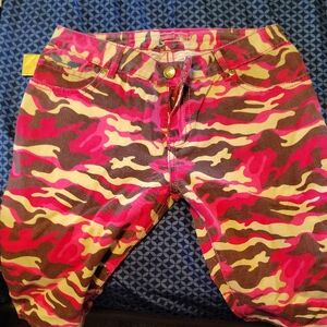 Robin's Jean Pink and Brown Camo Jean Shorts